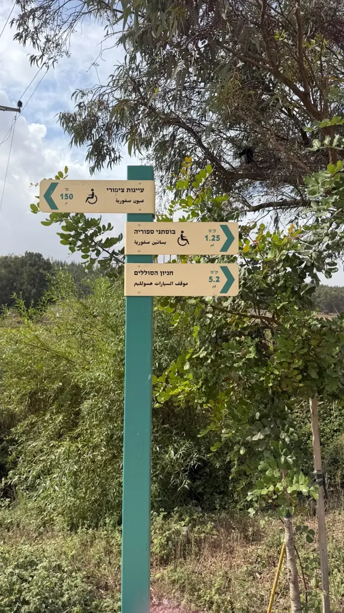 שלטי הכוונה לשביל נחל ציפורי ליד עינות ציפורי